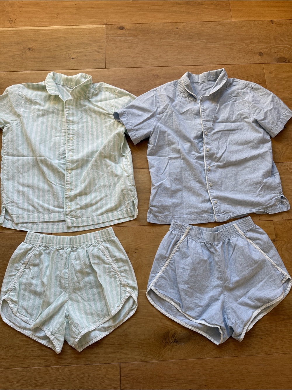 Gilly Hicks Women's Cotton Pajama Sets - Light Blue & Mint Stripe